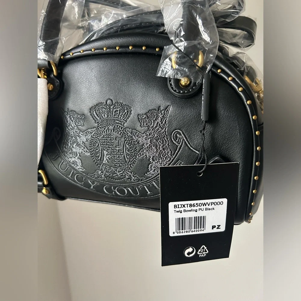 Juicy Couture UK Black Scottie Dog leather satchel Bowler Bag
